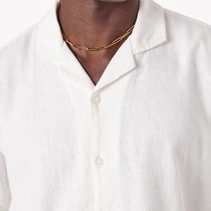 Linen-Blend Button-Up Shirt